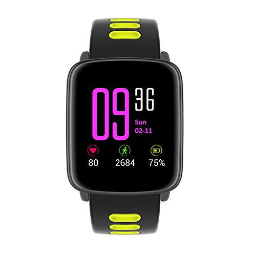 Smartwatch,YAMAY Bluetooth Smart Watch Uhr mit Pulsmesser Armbanduhr Wasserdicht IP68 Fitness Tracker Armband Sport Uhr Fitnessuhr mit SchrittzÃ¤hler,Schlaf-Monitor,Setz-Alarm,Stoppuhr,SMS-, Anruf-Benachrichtigung Push/Kamera-Fernsteuerung Musik fÃ¼r Android und iOS Telefon