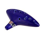 AFUNTA 12 Hole Ocarina Céramique Alto C Legend of Zelda Ocarina Flûte traversière avec livre de chansons (Collier cordon avec couleur aléatoire) - Bleu
