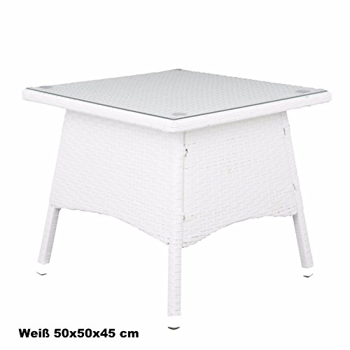 Polyrattan Tisch – versch. Größen Beistelltisch Rattan Teetisch Gartentisch Terrasse (58x58x42 cm, Schwarz) - 2