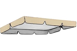 QYCSL Patio Swing Canopy Cover 2 Or 3 Seater Sizes Waterproof Outdoor Swing Seat Chair Awning Sun Shade Roof Windproof Anti-Uv Garden Hammock Replacement Canopy Set,Beige,195x125x15cm/77x49x6''