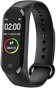 CRAXDEALS M4 Bluetooth Wireless Smart Fitness Band for Boys/Men/Kids/Women | Sports Watch Compatible with Xiaomi, Oppo, Vivo Mobile Phone | Heart Rate and BP Monitor, Calories Counter (Black)