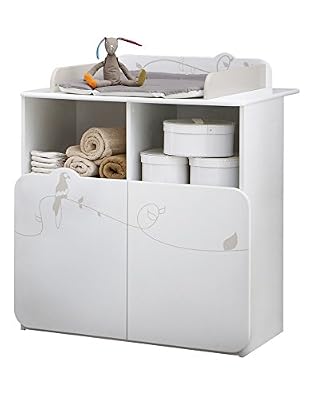 Demeyere 316202 Jungle Commode Table Lange avec 2 Portes/2 Niches Blanc/Beige 87 x 73 x 101 cm
