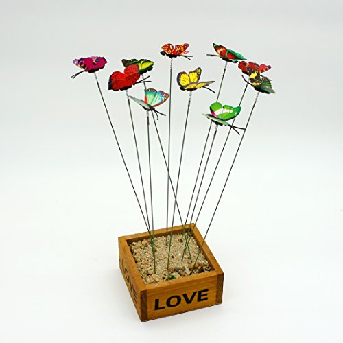 SecretRain Fairy Garden Ornament Miniatur Blumentöpfe Töpfe Home Decor 10 farbenfrohe, leuchtende Schmetterlinge Aufkleber - 6