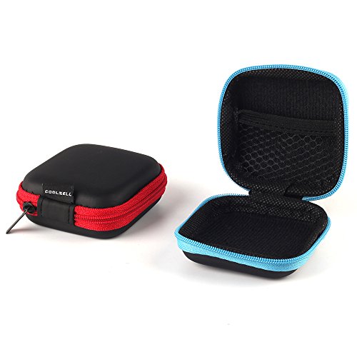 Custodie per auricolari, SUNGUY [2-Pack] Custodia da viaggio per auricolari piccola tasca per smartphone Auricolare Bluetooth Custodie per auricolari rigide Custodia per cuffie EVA 2 colori (blu + rosso)