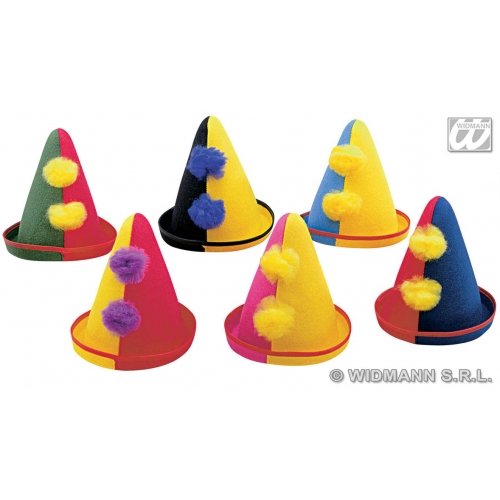 1 Child Unisex CLOWN FELT HAT SIZE assorted colours Accessory for Circus FunFair Parade Fancy Dress Unisex Kids Girls