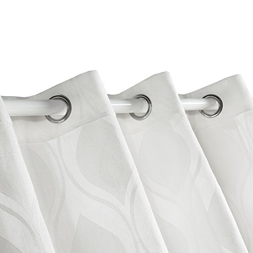URBAN HABITAT Adele Voile Vorhänge, vorhänge modern wohnzimmer, ösen für Gardinen, Halbtransparenter Stoff, Modern und Raffiniert ( 2 Stücke, 127x241cm(BxH)) Elegant Weiß - 3