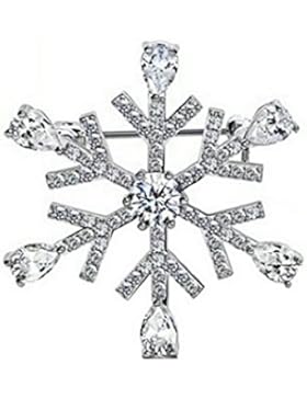 Yoursfs Art Deco Schneeflocke Brosche Kristall Silber Vergoldet mit Grellen Broschen für Hochzeit