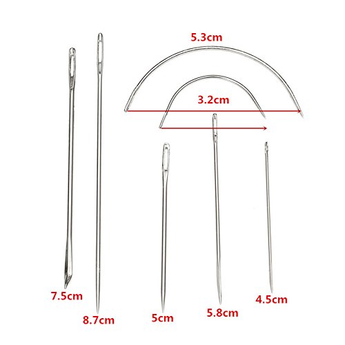 Leder Nähen Set,Drillpro 14 PCS Lederhandwerk Handnähen Kit Handgeräte Nähenset,Ahle Thread Fingerhut Gewachst für Handgemachte Lederwaren DIY Werkzeug Set Kit - 7