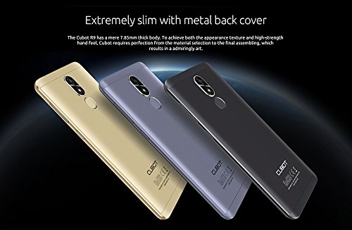 Cubot R9 Smartphone, 5.0 Pollici HD IPS Display Android 7.0 3G Telefono Cellulare, MT6580,Quad-Core, 1.3GHz , 2GB RAM + 16GB ROM, 13.0MP Doppia Telecamera Posteriore / 5.0MP, Dual Sim WiFi GPS Bluetooth Fingerprint Scanner Cellulare - Nero