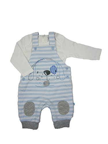 Baby Boy Outfit Dungaree and Bodysuit Set Blue Puppy (9-12 months)
