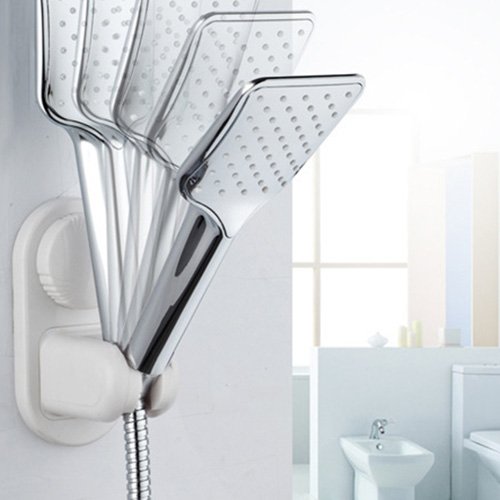 labkiss lk044 Badezimmer selbstklebend Saugnapf Hand Held Duschkopf & Halterung weiß Verstellbarer Wand montiert, strapazierfähige, feuchtigkeitsfest, wasserdicht, wiederverwendbar, chrom-Finish