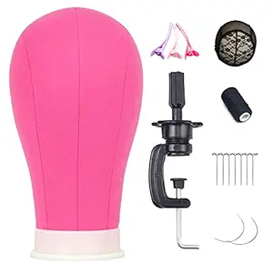 Canvas Block Head Mannequin Head 22 Inch Wig Head Stand for Making Wig Display Styling Colorful Wig Head Set With Mount Hole(22