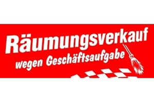 COXZD Aufkleber Räumungsverkauf wegen Geschäftsaufgabe für Schaufenster 68 x 24 cm - Bekleidungsgeschäft, Einzelhandel uvm.