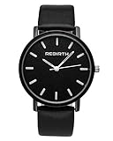 JSDDE Armbanduhr Wasserdicht Einfach Business Uhr Modisch Zeitloses Design Quarzuhr Matt Wähl PU Lederband schwarz