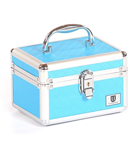 Urbanity Aluminium Makeup Cosmetics Vanity Case Beauty / Jewellery Box Diamond Blue