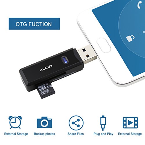 Micro USB OTG auf USB 3.0 Adapter, Alcey SD / Micro SD Kartenleser mit Standard USB & Micro USB Stecker für Smartphones / Tablets mit OTG Funktion - 2