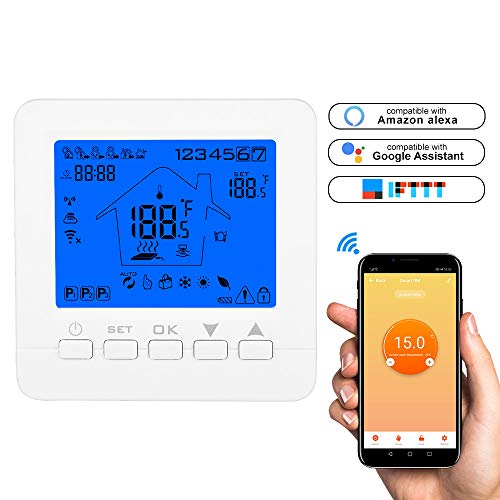 Konesky - Termostato intelligente WiFi programmabile elettrico LCD con regolatore di temperatura digitale per caldaia, riscaldamento a pavimento