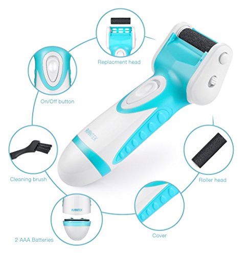 AVANTEK Elektrische Hornhautentferner Fußfeile Fußpflege Pediküre, 100% Wasserdicht, inkl. 2 Ersatzrollen und Batterie, Hocheffektive Hornhautentfernung - 6