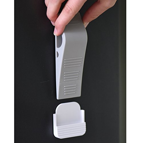 Stilemo Türstopper XXL – 2er Pack – Türkeil inklusive Halterung – Stapelbarer Fensterstopper aus Gummi – Für Büro und Haushalt – Grau - 6