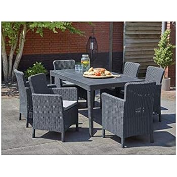 Allibert Salon De Jardin Table Graphite 6 Fauteuils Taupe