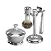 Silver Metal Finish Shaving Set With Mirror Shaving Bowl