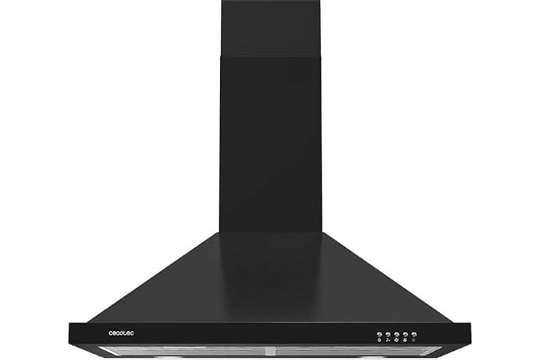 Cecotec Hotte Aspirante Pyramidale de 60 cm Bolero Flux PM 604300 Noir C. Moteur 105 W, Aspiration 430 m3/h, Commande Mécanique, 3 Niveaux de Puissance, Lumière, Filtre en Aluminium, Finition Noire