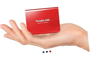 WERANGT 2 To Portable External Hard Drive, Disque dur externe 2 To Portable Solid State Drive USB3.1 Type-C pour Mac, bureau, PC, ordinateur portable (2 To Red)