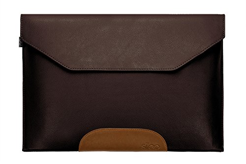 SILEO® 14-14,1 Zoll Premium Laptophülle THEO für Macbook Pro Air Dell XPS uvm. - Echtleder mit lebenslanger Garantie - Sleeve Case Hülle in Dunkelbraun & Hellbraun