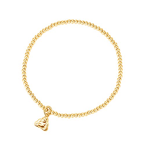 MetJakt Sleek 2,5 mm Perles élastiques Bracelet extensible en argent sterling plaqué or 18 carats Pendentifs divers (Buddha, Argent sterling plaqué or jaune)