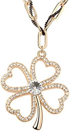 WenL Korean Fashion Inlaid Crystal Sweater Chain Ladies Four Leaf Flower Modeling Sweater Chain