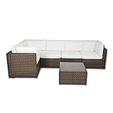 muebles ratan blanco Base de 8 cm y cojines de respaldo de 6 cm.