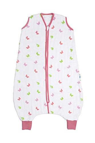 Preisvergleich Produktbild Schlummersack Baby Musselin Sommerschlafsack mit Füssen 0.5 Tog - Schmetterlinge - Mädchen - 18-24 Monate / 90 cm