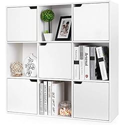 Homfa Meuble de Rangement Bibliothèque Etagère en Bois (9 Cubes 5 Portes)