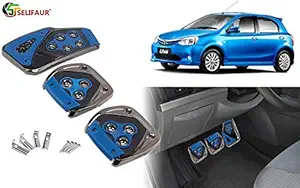 Selifaur - 3 Pcs Blue Non-Slip Manual Car Pedals kit Pad Covers Set for Etios Liva