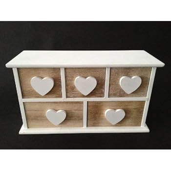 DRULINE Minikommode Kommode 5 Schubladen Sortierregal Regal Herz