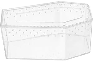 Abaodam Transparent Acrylic Reptile Breeding Box Coffin Shape Escapeproof Spider Frog Terrarium for Small Reptiles Amphibians Insects Desktop Habitat