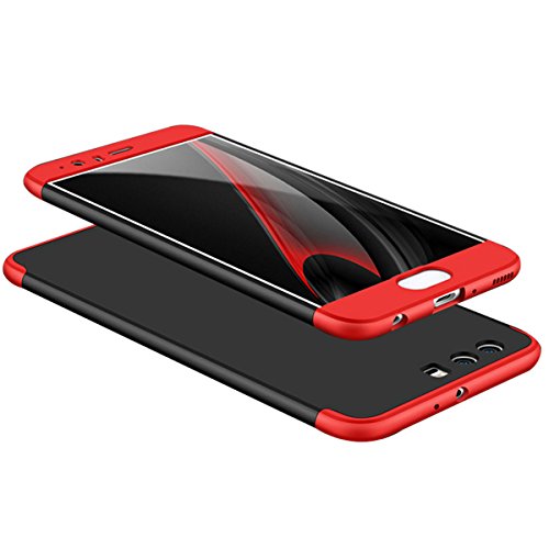 Carcasa Huawei P10Plus  Qissy   3 in1 Todo incluido Anti-Scratch Anti-huella dactilar a prueba de choque 360 PC Protective Case Cover Skin para Huawei P10 Plus  negro rojo 