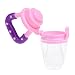 Per Safe Silicone Baby Food Feeder Pacifier with Fresh Vegetables and Fruits for Feeding Toddlers Soft Feeding Tool Bite Gags for Newborn Baby Boys and Girls(Pink,M)