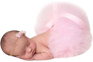 ikasus Neugeborenen Baby Fotoshooting Requisiten, Neugeborenes Säugling Fotografie Mädchen Rock Tutu Kleidung Kostüme Outfits Bekleidung Set mit Haarband für Baby Foto Fotografie Prop Zubehör, Weiß