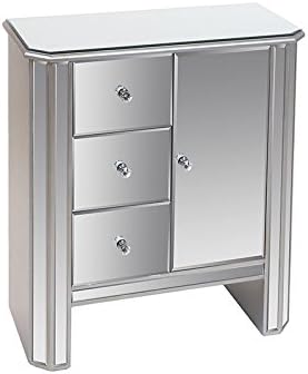 Console table 4 drawers and 1 door silver / mirror