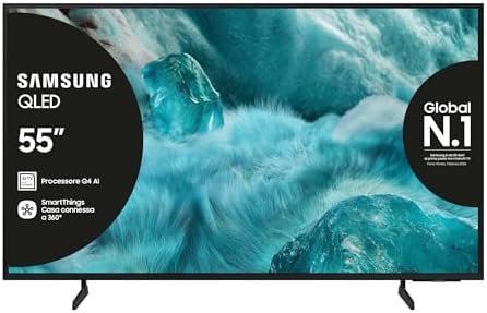 Samsung Smart TV 55'' QE55Q7F5AUXZT QLED 4K, Q4 AI Processor, 4K Upscaling, OTS Lite, Slim Look Design, 2025
