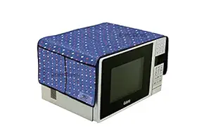 HOMECROWN Decorative Cotton Microwave Oven Cover with 4 Storage Pockets for 20-30 L Ovens (15X36 inch; Blue)