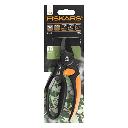 Fiskars Bypass-Gartenschere für frische Äste und Zweige, Antihaftbeschichtet, Hochwertige Stahl-Klingen, Länge 21 cm, Schwarz/Orange, Elegance, P44, 1001534 - 5