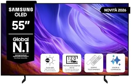 Samsung Smart TV 55" QE55S83HAEXZT OLED 4K, NQ4 AI Gen2 Processor, OLED HDR, Motion Xcelerator 120Hz, Dolby Atmos, FreeSync Premium, Premium Gaming Pack, Vision AI, Contour Design, Alexa, 2026