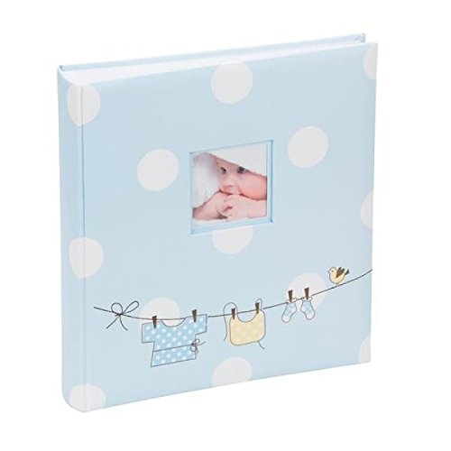 Kenro baby boy blue polka dot design traditional photo album with 50 sheets / 100 pages