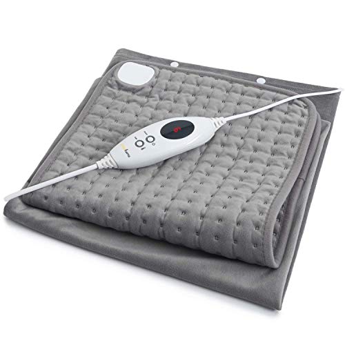 Cosi Home Premium Heizkissen 60 x 30 cm - Maschinenwaschbares elektrisches Wärmekissen mit Abschaltautomatik, schneller Heiztechnologie und Mikrofleece Bezug - für Muskel und Rückenschmerzen - Grau