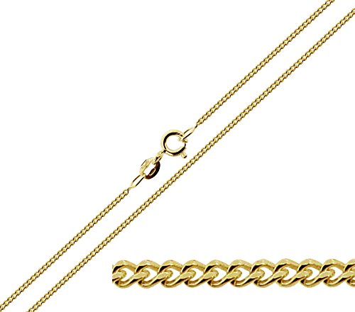 Christopher James of LondonCJoL - Solid 9ct Yellow Gold 1mm Wide Curb Chain In Simple Gift Bag (available in 14" to 20")