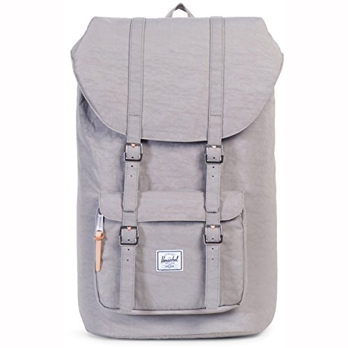 Herschel Little America Unisex Adult Backpack Handbags , agate grey/raw veggie tan leather (blue) - 10014-01061