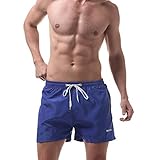UJUNAOR Herren Kurze Hose Shorts Trainingsshorts für Laufsport Sporthose mit Kordelzug(Blau,EU 46/CN XL)