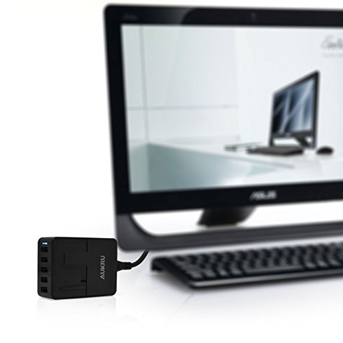Aukru 40W 5V 8A 5-Port USB Ladegerät multi-Port USB Ladeadapter mit Kabel Netzkabel für Apple iPhone 6 / 6 Plus, iPad Air 2 / mini 3, iPad, Samsung Galaxy S6 / S6 Edge, Nexus, HTC, Nokia, Motorola & Android Smartphones, Tablets und andere USB-ladende Geräte (Schwarz) - 6